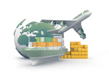 kargo taşımacılığı kavramı 3D illüstrasyon