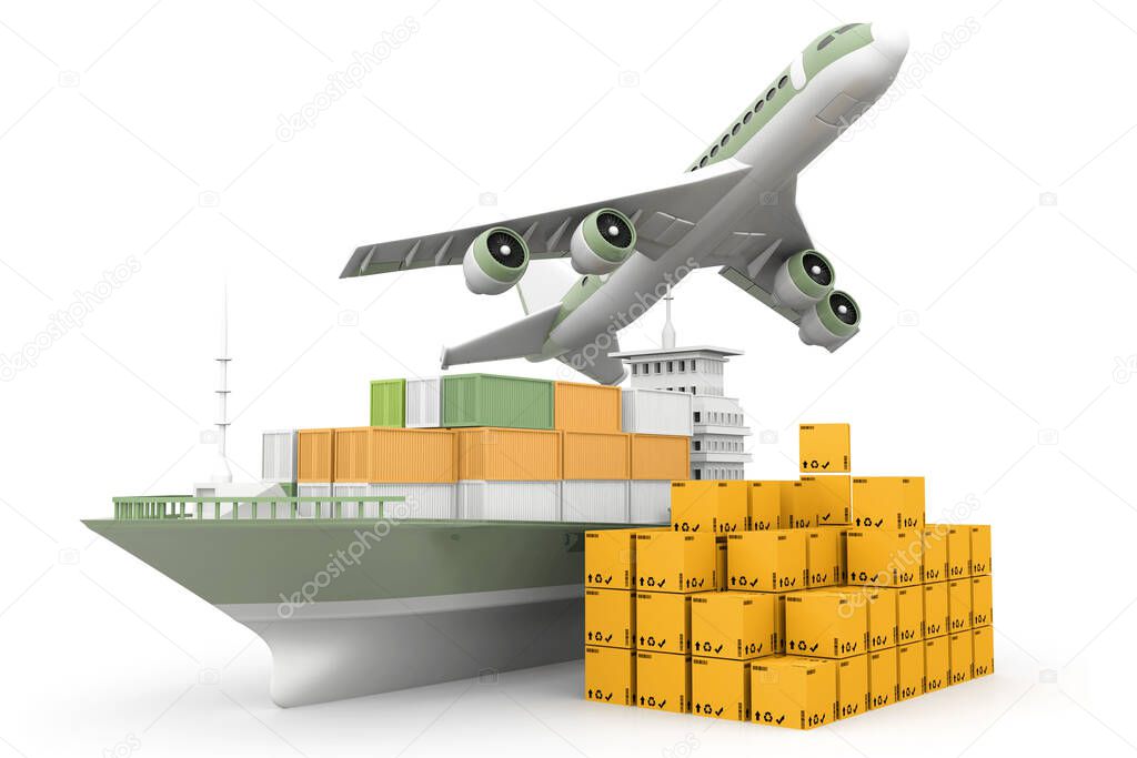 cargo transportation concept.3d illustration