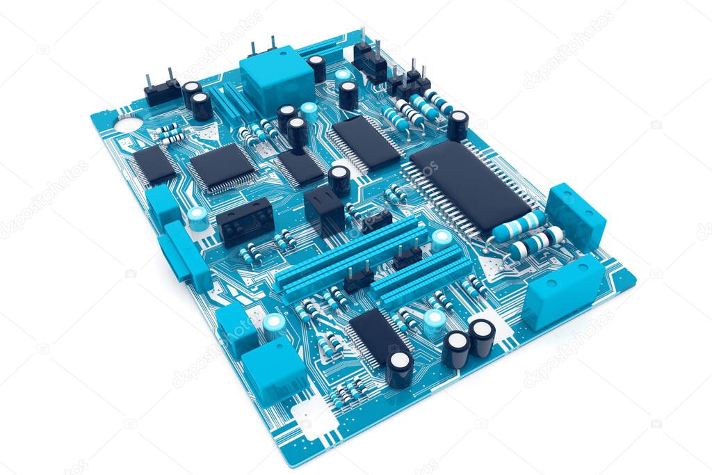 Electronic circuit board.3d render
