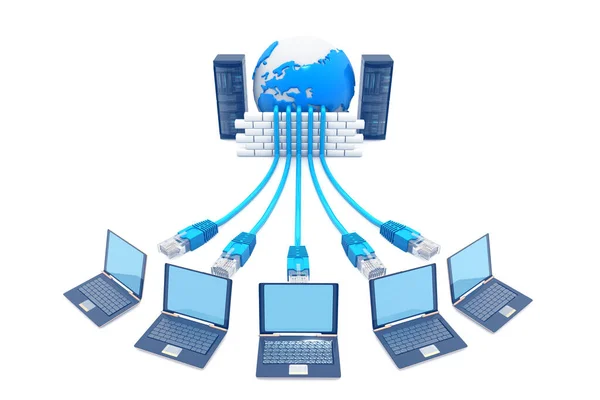 Computernetzwerk Auf Weißem Hintergrund — Stockfoto