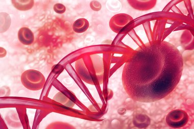 Bilimsel arka planda DNA kan hücresi. 3d illüstrasyon