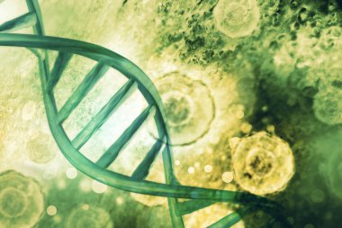 Bilimsel arka planda DNA hücresi. 3d illüstrasyon