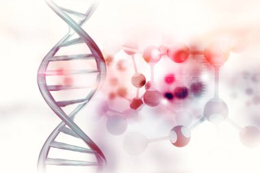 Bilimsel arka planda DNA molekülleri. 3d illüstrasyon 