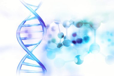 Bilimsel arka planda DNA molekülleri. 3d illüstrasyon 