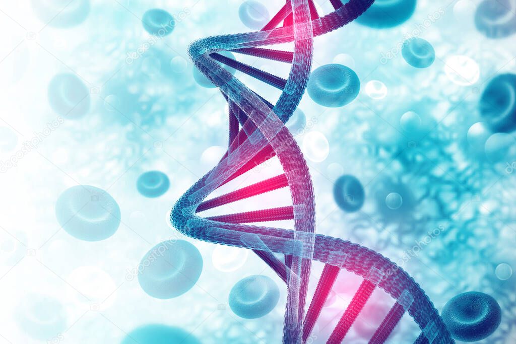 DNA structure on scientific background.3d illustration