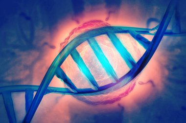 Bilimsel arka planda DNA hücresi. 3d illüstrasyon