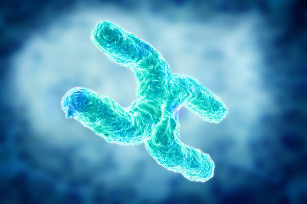 Chromosome on scientific background. 3d illustration