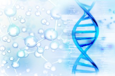 Bilimsel arka planda DNA molekülleri. 3d illüstrasyon 