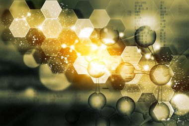 Bilimsel arka plan 33d dijital illüstrasyon molekülleri