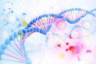 Bilimsel arka planda DNA molekülleri. 3d illüstrasyon 