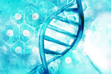 Bilimsel arka planda DNA molekülleri. 3d illüstrasyon 