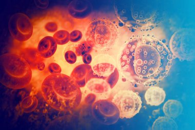 Virüs kan hücrelerine bulaştı. 3d illüstrasyon