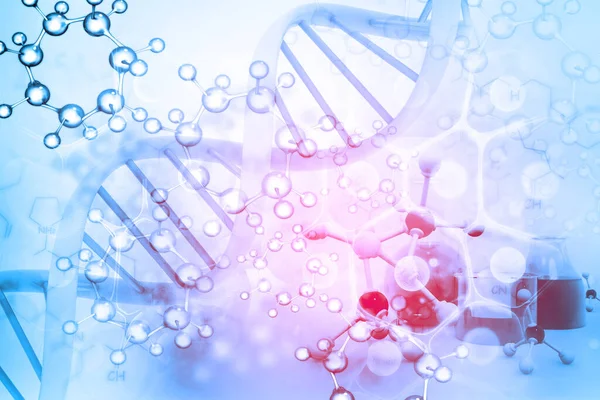DNA Molecules on scientific background. 3d illustration