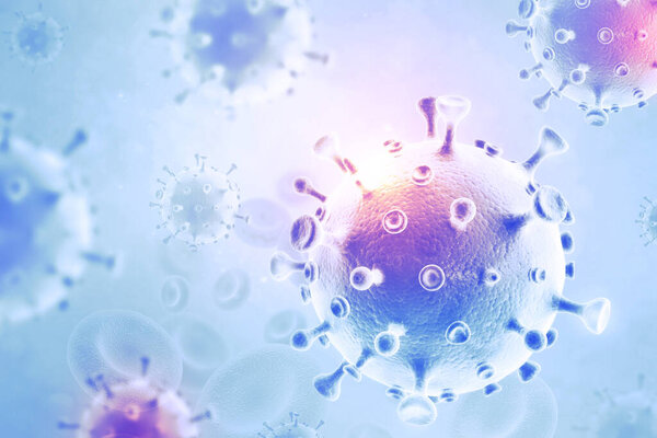 Virus cell on scientific background. 3d illustration