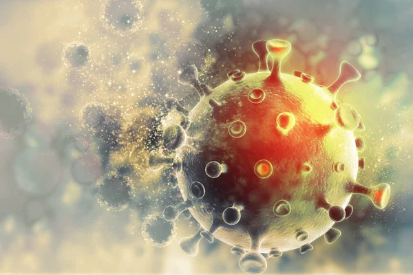 Bilimsel arka planda virüs hücresi. 3d illüstrasyon