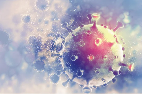 Bilimsel arka planda virüs hücresi. 3d illüstrasyon