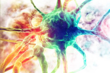 Bilimsel altyapıdaki nöronlar. 3d illüstrasyon 