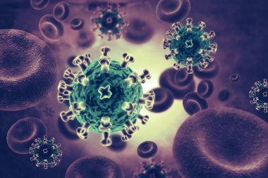 Virüs kan hücrelerine bulaştı. 3d illüstrasyon