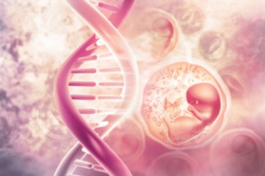 Bilimsel arka planda DNA hücresi. 3d illüstrasyon