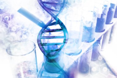 Bilimsel arka planda DNA molekülleri. 3d illüstrasyon 