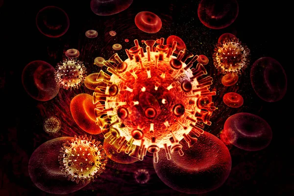 Virus Infectate Celule Sanguine Ilustrare — Fotografie, imagine de stoc