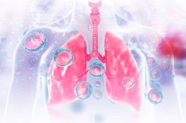 Virüs ve bakteri insan ciğerlerine bulaştı. akciğer hastalığı 3D oluşturucu