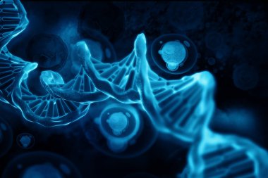 Bilimsel arka planda DNA hücresi. 3d illüstrasyon