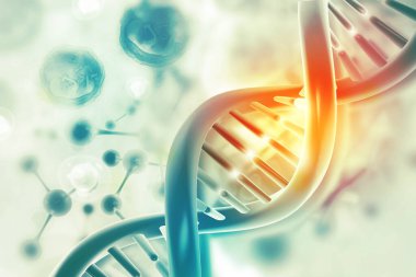 Bilimsel arka planda DNA hücresi. 3d illüstrasyon