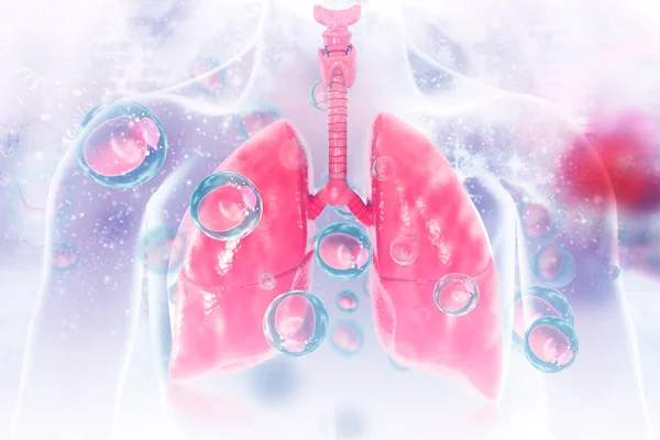 Wirus Bakterie Zainfekowały Ludzkie Płuca Choroby Płuc Renderowania — Zdjęcie stockowe