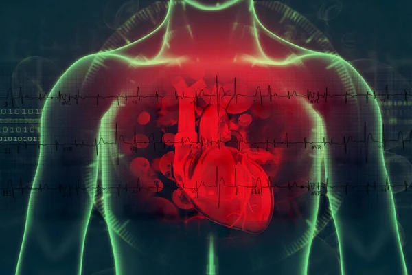 Ludzkie Serce Tle Naukowym Ilustracja — Zdjęcie stockowe