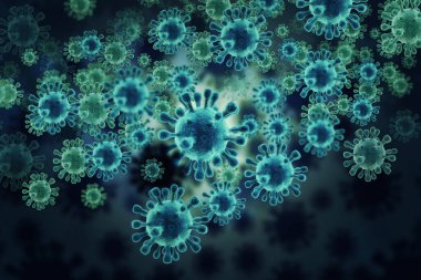 Bilimsel arka planda virüs hücresi. 3d illüstrasyon