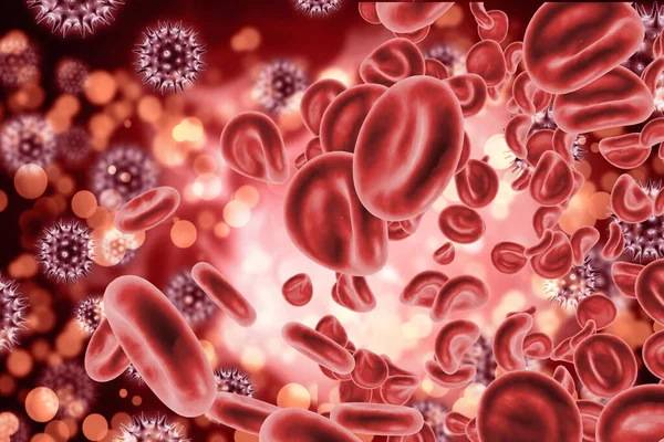 Ilustração Infectada Por Vírus Blood Cells — Fotografia de Stock