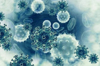 Virüs kan hücrelerine bulaştı. 3d illüstrasyon