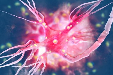 Bilimsel altyapıdaki nöronlar. 3d illüstrasyon 