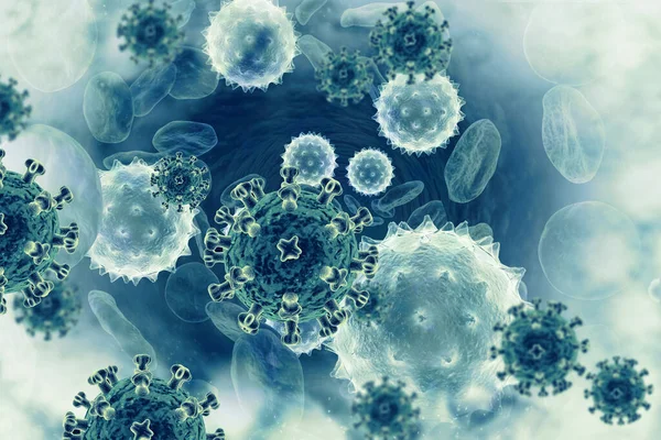 Virus Infected Blood Cells Illustration — Stock Photo, Image