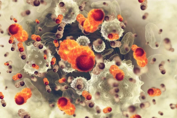 がん細胞 3Dイラスト — ストック写真