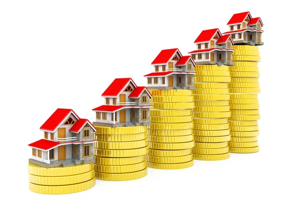 Concepto Inmobiliario Casa Con Pilas Monedas — Foto de Stock