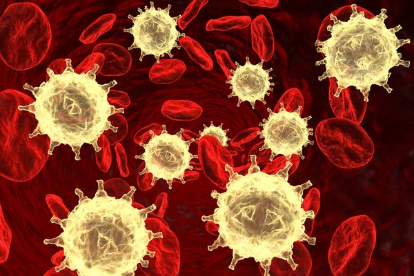 Virus Infetti Cellule Del Sangue Illustrazione — Foto Stock