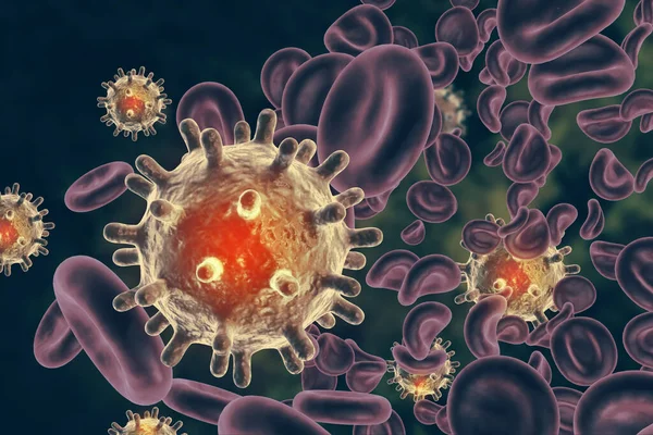 Cellules Sanguines Infectées Par Virus — Photo