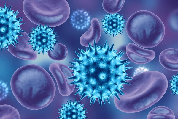 Wirus Zakażonych Komórek Krwi Ilustracja — Zdjęcie stockowe