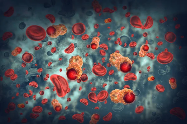 Células Cancerosas Infectadas Con Sangre Illustration —  Fotos de Stock