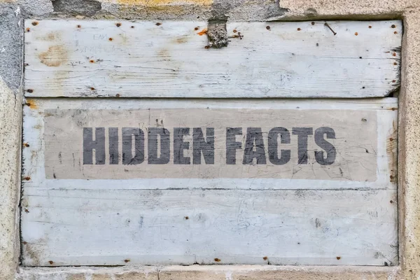 Text Hidden Facts Written Rough Wooden Background — Stock Photo, Image
