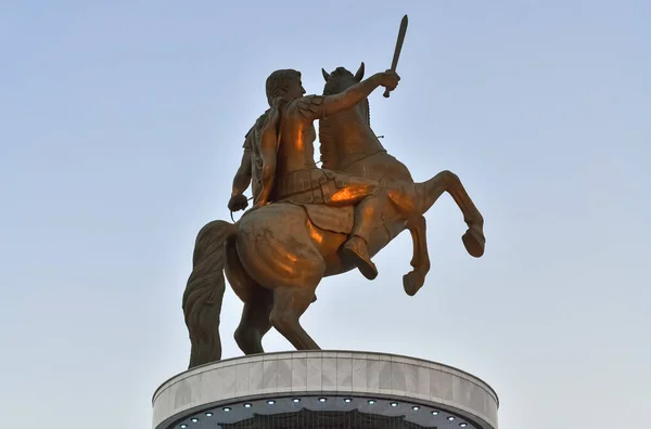 在斯科普里的亚历山大大帝纪念碑特写 — 图库照片