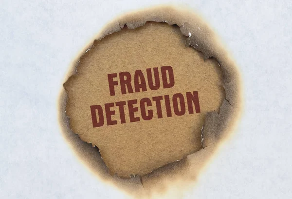 Text Fraud Detection Written Red Burnt Paper — Stock Photo, Image