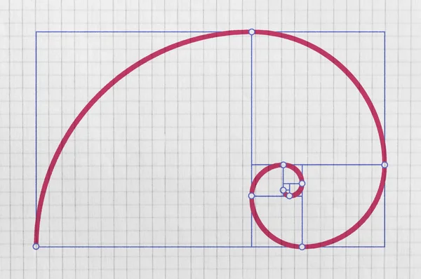 Golden ratio and golden spiral — Stock Photo, Image