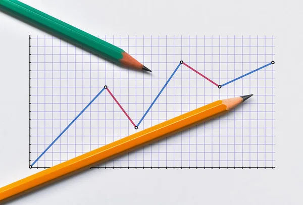 Gráfico e lápis — Fotografia de Stock
