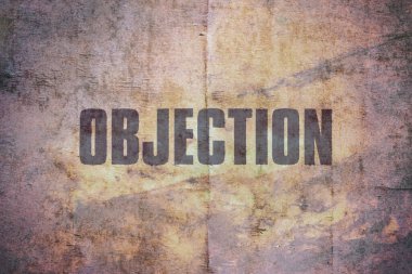 Word Objection written on vintage grunge background clipart