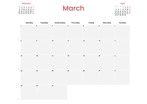 Kalender 2021 Vorbereitet Durch Monate Auf Spanisch Für Din Monat — Stockfoto