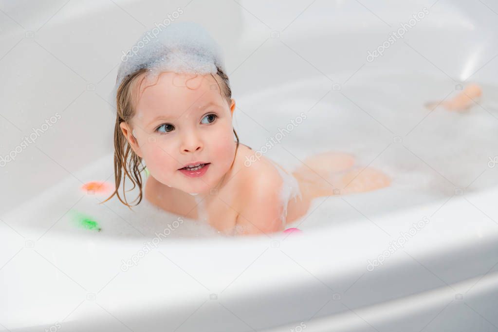 litlle girl bathing