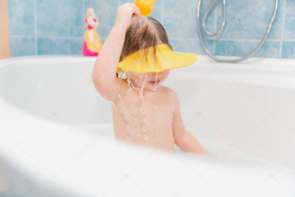litlle girl bathing